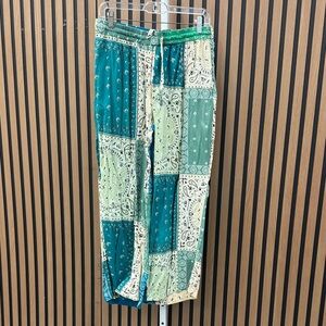 Green and Cream Patchwork Pants